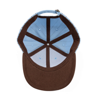 Topi Baseball 6 Panel Biru Langit Kustom Model Kampus dengan Garis-Garis Pinstripe, Bordir Logo, Kualitas Tinggi dari Produsen