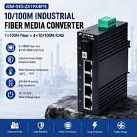 Convertidor de Medios de Fibra Óptica ZTRS de 4 Puertos, Riel DIN Industrial para Cámaras IP CCTV