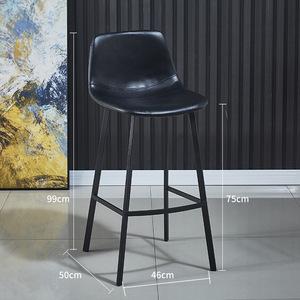 Silla de Bar nórdica moderna taburete de <span class=keywords><strong>cocina</strong></span> alto de Metal de cuero de lujo para Barra de Casa característica estable - Product Image 4