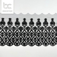 Bordure en dentelle brodée florale, dentelle brodée en tulle avec perles et paillettes pour lingerie et vêtements