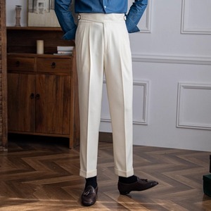 Pantalones Rectos Plisados de Corte Napolitano Retro Italiano de Moda, Cintura Alta, Diseño <span class=keywords><strong>Gurkha</strong></span>, Personalización Disponible para Compras al por Mayor Globales - Product Image 2