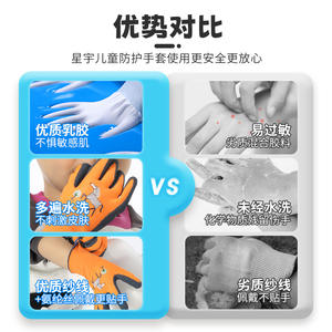 ถุงมือเด็กซิงหยูเคลือบไนไตรล์ ป้องกันการบาด กันน้ำ กันลื่น สำหรับปลูกต้นไม้ สำรวจชายหาด ถุงมือป้องกันสำหรับทำงาน - Product Image 5