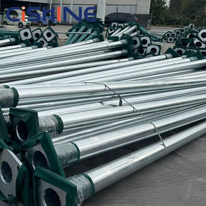 עמוד תאורת רחוב מסחרי סולארי מפלדה מגולוונת, בצורת מתומן/חרוטי, בגובה 9 מטר, עם זרוע אחת/זוג זרועות, מתוצרת מפעל מקצועי. - Product Image 2