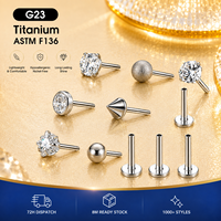 Boucles d'oreilles à billes en titane F136, barres de piercing pour lèvre et cartilage d'oreille, bijoux en alliage de titane G23