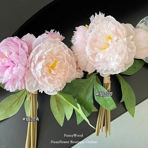 Bouquet de pivoines artificielles en soie rose foncé et blanc, haute simulation, pour décoration de mariage et de maison - Product Image 4