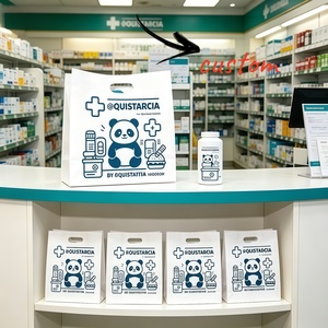 <span class=keywords><strong>Bolsa</strong></span> <span class=keywords><strong>de</strong></span> papel farmacéutica blanca autoportante para dispensarios y farmacias, personalizable bajo demanda, venta al por mayor - Product Image 4