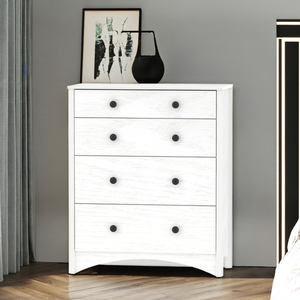Furnizone 14_0043 Commode blanche de haute qualité à 4 tiroirs, meuble de rangement en bois, personnalisable pour chambre, salon, maison - Product Image 1