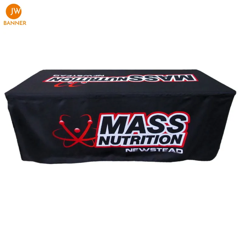 Fitted Table Cloth Custom 4ft 6ft 8ft Logo Table Cover Wholesale Fitted Polyester Tablecloth Trade Show Table Throw