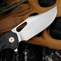 Couteau pliant de camping en plein air avec lame en acier D2 et manche en fibre de carbone G10, OEM