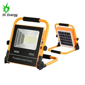 HiEnergy Hot sale portable solar led camping rechargeable light 50W Solar Focus Light Reflectores Solares De