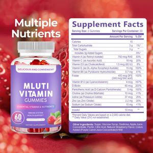 Julong OEM/ODM fornitura multivitaminica Focus energetico donne Halal naturale multivitaminici organici Gummies vitamina integratore alimentare - Product Image 2