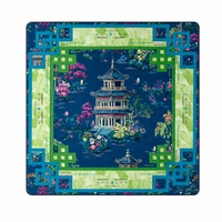 Tapis de Mahjong Américain 33,07 Pouces Bleu Marine en Microfibre Polyester Caoutchouc Naturel Antidérapant Écologique Pliable Portable Ancien