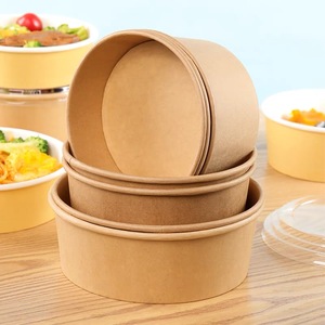 Thân thiện với môi tùy chỉnh giấy salad Bowl với nước dựa trên rào cản lớp phủ nhựa miễn phí Takeaway container thực phẩm phân hủy sinh học - Product Image 2