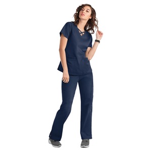 HZMNOI Women Scrub Suit Set Moisture Wicking Short Sleeve Hospital Uniform For Medical Staff - Product Image 4