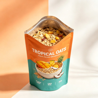 Sachet d'emballage alimentaire refermable personnalisé avec fermeture éclair et trou de suspension pour fruits, flocons d'avoine et céréales