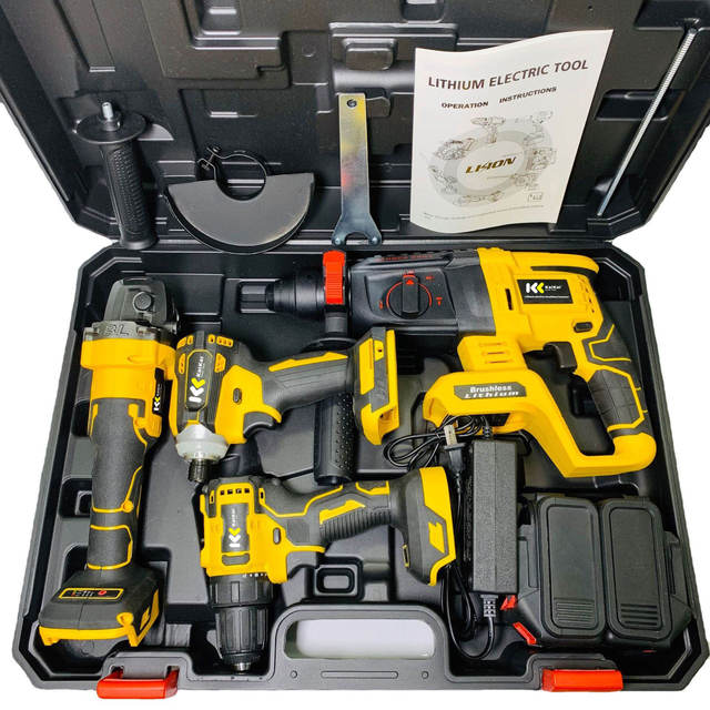 21V Portable Electric Cordless Brushless Drill Lithium Battery Power Tools Kit
