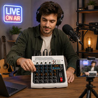 Console de mixage audio professionnelle 4 canaux avec Bluetooth, égaliseur 3 bandes, pour DJ, karaoké, scène, enregistrement, système son