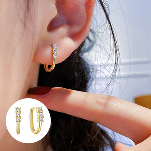 Pendientes de Aro Personalizados CANNER en Plata de Ley S925 con Microcirconitas en Forma de U, Chapados en Rodio de 14k y 18k, Joyería Moderna y Personalizada - Product Image 6