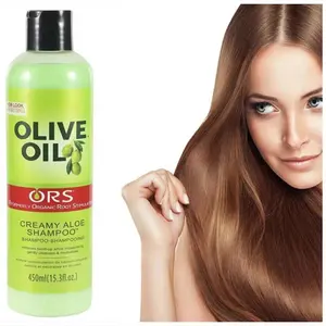 Shampoo per capelli all'aloe cremoso di olio d'oliva liscio setoso all'ingrosso rifornimento riparazione danni balsamo per capelli antiforfora 450ml