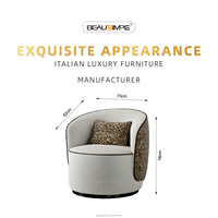 Fauteuil italien Annabelle Chaise pivotante moderne en peau de mouton touffetée Chaise longue pour salon et chambre à coucher Canapé simple de luxe
