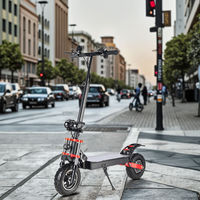 Trottinette électrique tout-terrain à double moteur, pliable, 2 roues, pour adulte, pneus larges de 10 pouces, batterie amovible, étanche, LED, 55 km/h, double