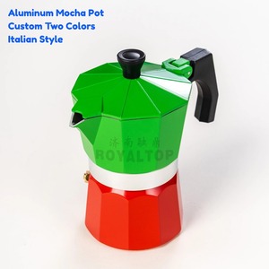 Cafetière manuelle italienne expresso cafetière Moka personnalisée rouge vert en aluminium coffret cadeau avec boîte en papier colorée - Product Image 2