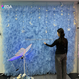 LEDA Nouvelle conception de draperie de mariage, toile de fond pour décoration de fête, rideau de fond rose et bleu pour fête de mariage - Product Image 4