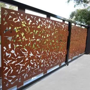 Corten-Paneles de cercado de acero para puerta, vallas decorativas para jardín