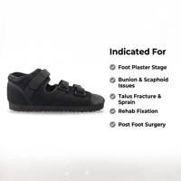 Chaussure de récupération respirante en maille à semelle plate avec fermeture auto-agrippante, coussin EVA antidérapant pour plâtre de pied, post-opératoire et soin des hallux valgus