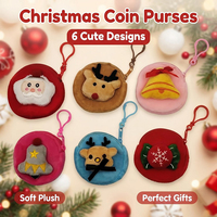 Porte-monnaie en peluche de Noël mignon en gros – 6 modèles, mini Père Noël, renne, pochette rembourrée, porte-clés, breloque de sac, cadeau de vacances