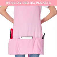 Tablier rose personnalisé en polyester et coton imperméable pour femme, idéal pour la manucure, la cuisine, le nettoyage