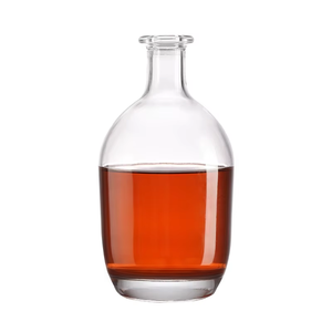 Brandyfles met platte vorm en rubberen kurkstop, gouden leverancier, nieuw product voor het bewaren van wijn en tequila - Product Image 1