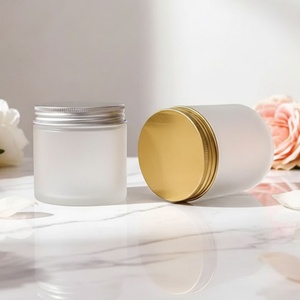 100ml 200ml 250ml <b>Empty</b> Cosmetic Packaging 4oz 8oz Frosted PET Plastic Cosmetic <b>Jar</b> Gold Metal Lid for Skin Care Custom Logo - Product Image 1