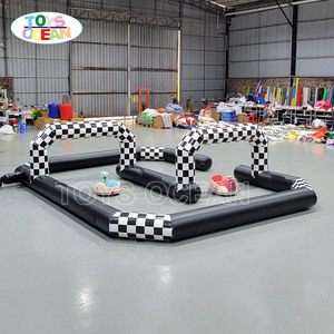 Piste <span class=keywords><strong>de</strong></span> course gonflable robuste pour voitures tamponneuses, piste <span class=keywords><strong>de</strong></span> karting gonflable à carreaux pour enfants et fêtes foraines - Product Image 5