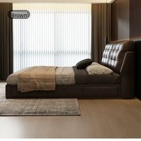 Lit en cuir rembourré de fabrication chinoise, lit king size, lit double, meubles de chambre à coucher modernes