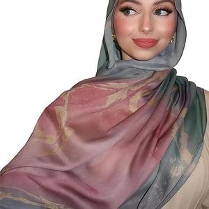 Hijab en modal imprimé de qualité supérieure, châle ethnique respirant à motifs aquarelle très prisé - Product Image 1