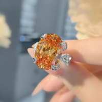 Mode rouge jaune diamant glace fleur coupe anneau lumière luxe nid d'oiseau coupe Pigeon oeuf diamant bague pour femme