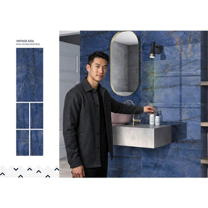 Ascort Navy 600x1200mm Glossy Digital Porcelain Tiles 60x120cm Polished Floor and <b>Wall</b> Tiles for Commercial Interiors - Product Image 3