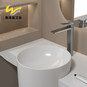Robinet de lavabo tout en cuivre chaud/froid, à poignée unique, double commande, gris anthracite, avec cartouches en céramique et activation par levée - Product Image 2