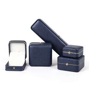Minimalist Jewelry Set Box Luxury Flip Top PU <b>Leather</b> Jewelry Gift Box Velvet Insert Tray Embossing Custom Logo Factory Supply - Product Image 2