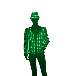 Fashion Men Light Up Led Light Dj Laser Jackets With Hats For Dj Party Nightclub Wear Full Color Lighting Dance