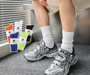 Streetwear Chaussettes bleu tube mi-mollet à coussin sport pour homme Chaussettes de course athlétiques pour adolescents - Product Image 4