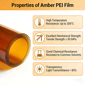 <span class=keywords><strong>Film</strong></span> laminé en polyétherimide (PEI) ambré brillant, haute performance, résistant aux températures élevées, écologique, pour téléphone portable - Product Image 4