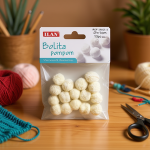 Iln White <b>Wool</b> Pompom 1.5 Cm <b>Craft</b> Decorations - Product Image 3