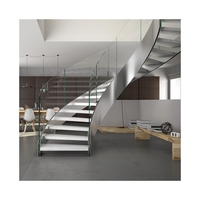 Escalier Courbé Personnalisé de Luxe en Gros, Escalier Courbé Intérieur avec Poutre en Acier Carbone pour la Décoration de Villas, Appartements et Hôtels