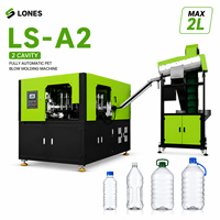 Machine de soufflage par étirage entièrement automatique à 2 cavités pour bouteilles PET, moteur PLC LS-A2, capacité maximale 2L pour eau et jus