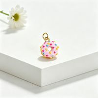 Pendentif Donuts Multicolore en Émail pour Bracelet FABCM-16, Breloque en Cuivre Doré pour la Fabrication de Bijoux, Pendentifs en Forme de Pain pour Bijoux d'Été