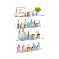 Lot de 4 présentoirs transparents en acrylique pour rangement mural et organisation de produits de soin, parfums, vernis à ongles, confitures, et boîtes mystères