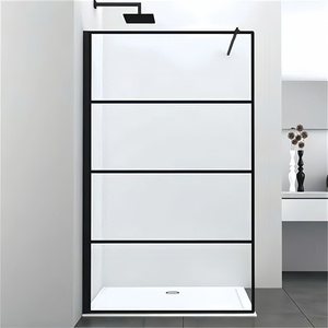 Portes de <span class=keywords><strong>baignoire</strong></span> en verre trempé imperméable noir Oumeiga, 6 mm d'épaisseur, panneau de <span class=keywords><strong>douche</strong></span>, charnières, <span class=keywords><strong>style</strong></span> ouvert, apparence droite, <span class=keywords><strong>baignoire</strong></span> - Product Image 4