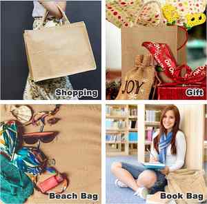 Bolsa de Yute 100% Natural, Impermeable, Laminada, con Asas de Algodón Suave, Pequeña, para Venta al Por Mayor - Product Image 5